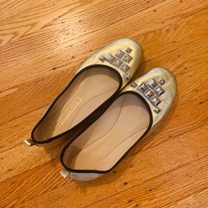 Marc Jacobs gold ballet flats